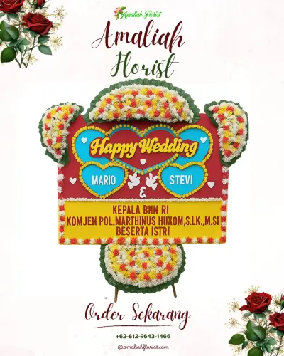 Karangan Papan Bunga Pernikahan di Papringan